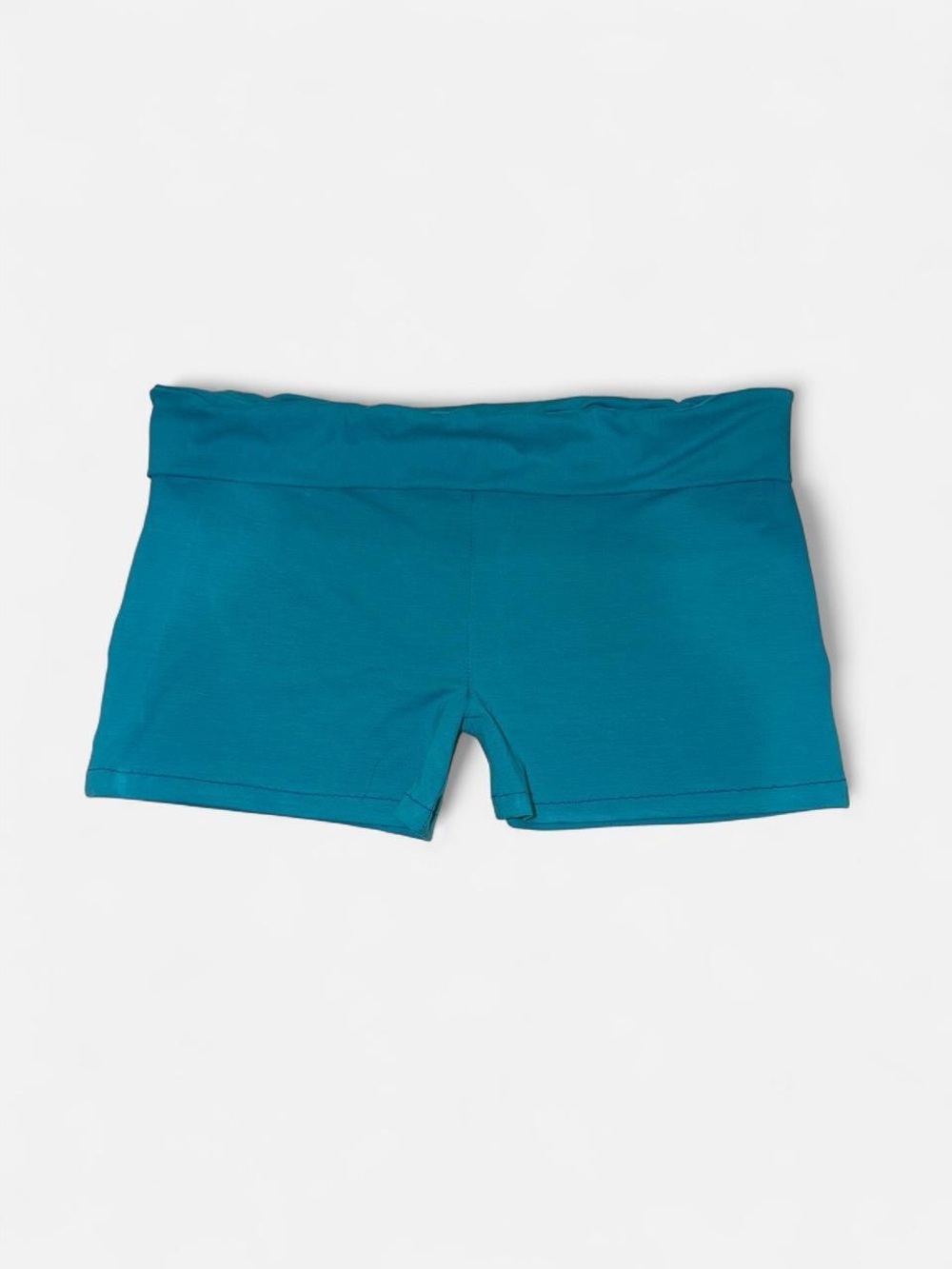 Super mini Fold-Over Waist Athletic Shorts in Teal